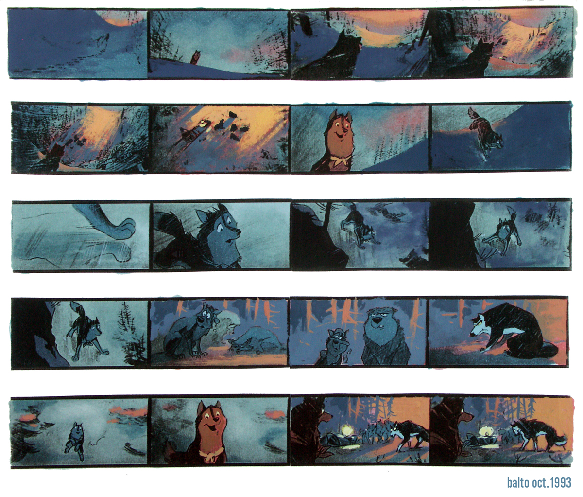 Color script from the animation called Balto.© universal/AMBLIN